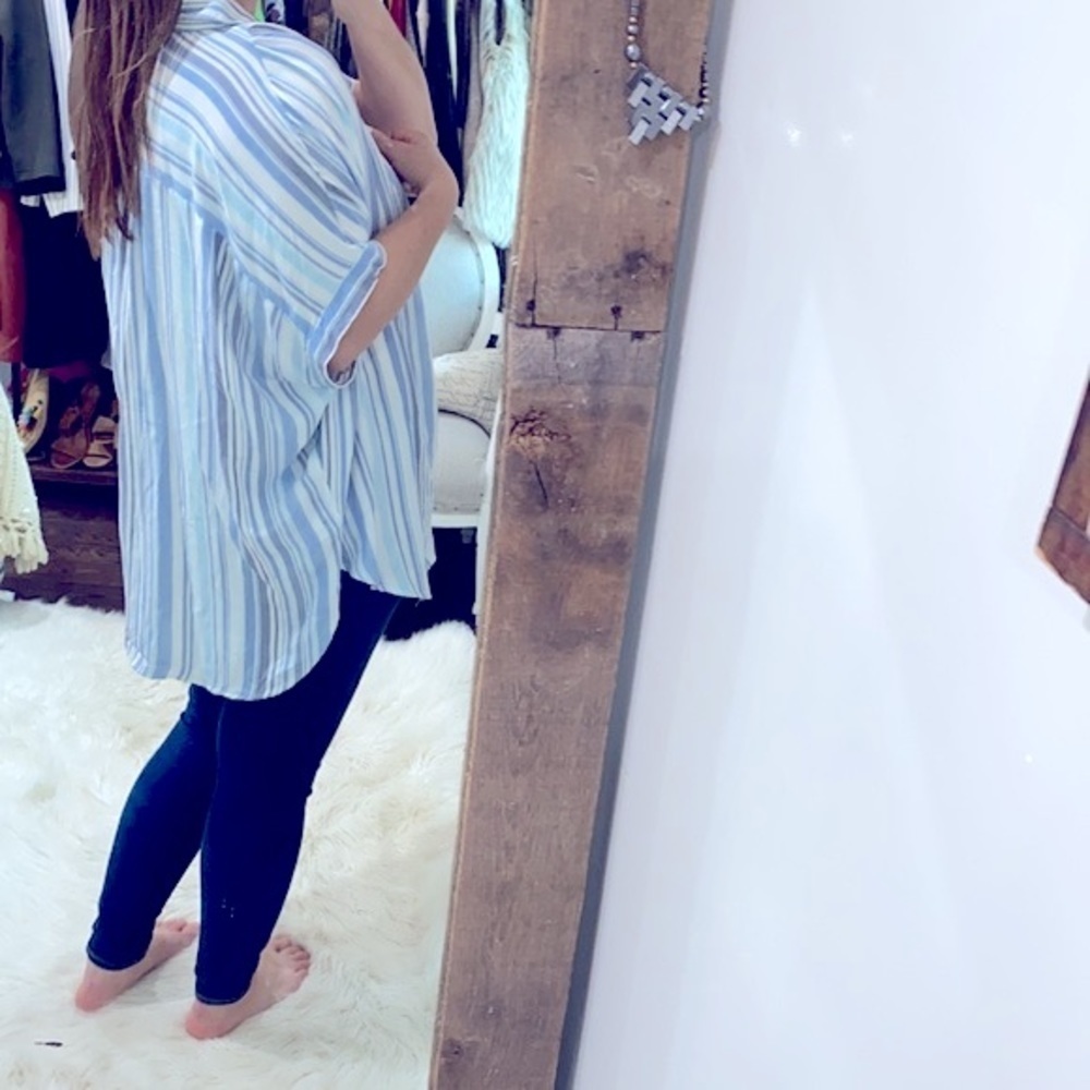 Time and Tru blue & white striped button down shirt size 3X - Picture 3 of 6